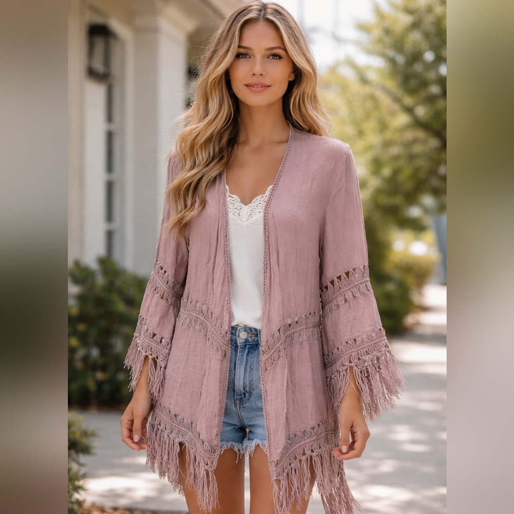 Dreamers Boho Fringe Open Cardigan
